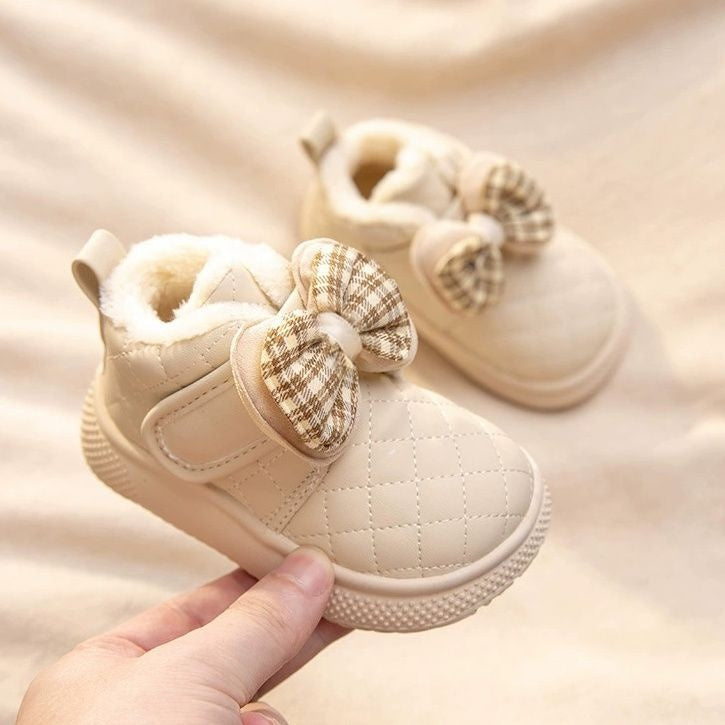 Bébé fille Bottes de neige Velvet Chaussons thermiques Chaussures de coton pour filles