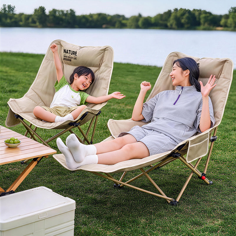 Chaise de camping pliante avec repose pied amovible
