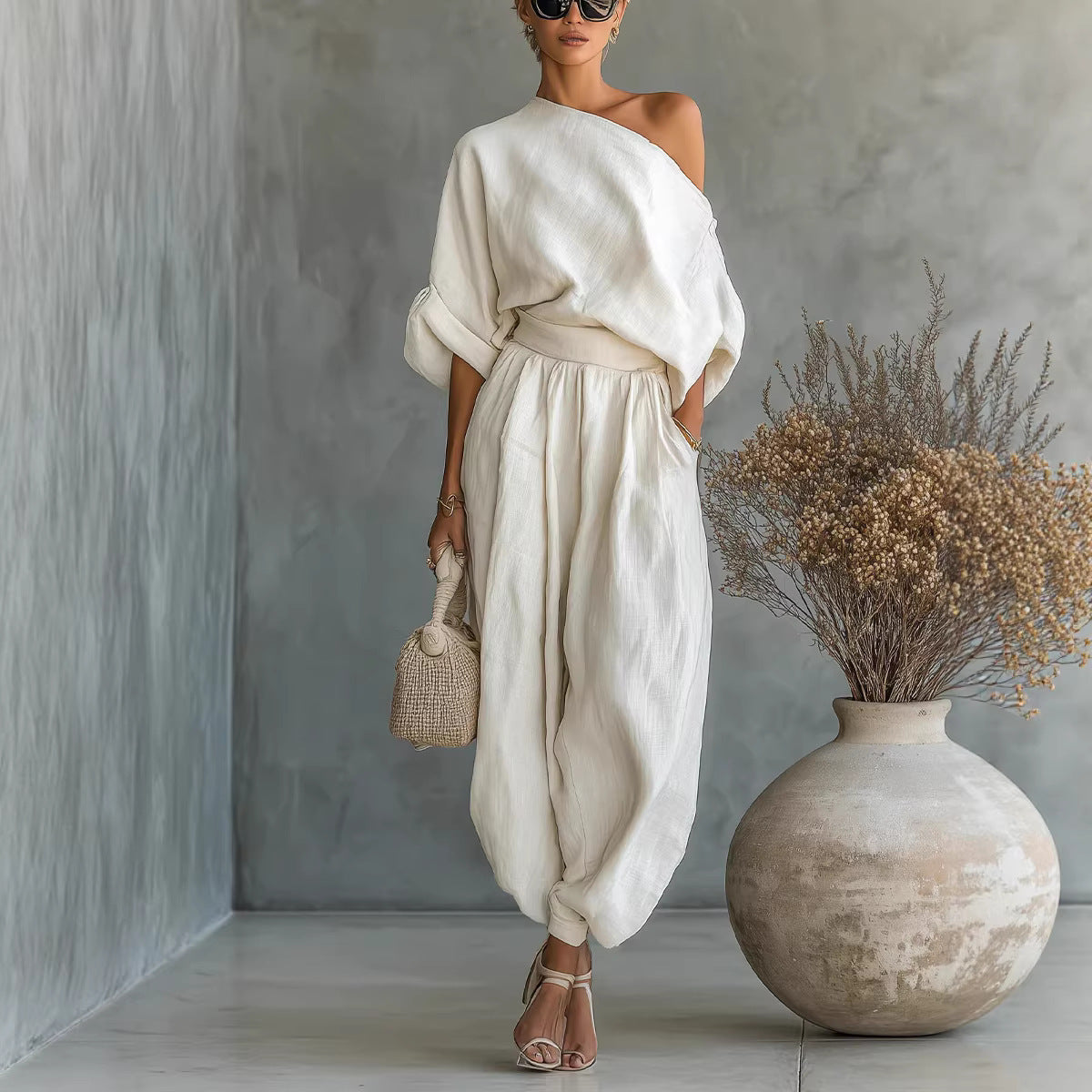 European And American Spring Products Loose Wide-Leg Casual Loose Tops Lantern Pantalons Cotto