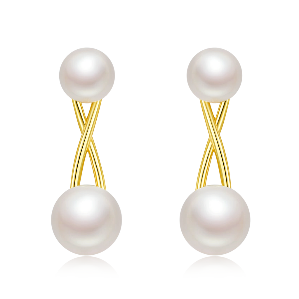 S925 Boucles d'oreilles en perles d'eau douce naturelles en argent sterling
