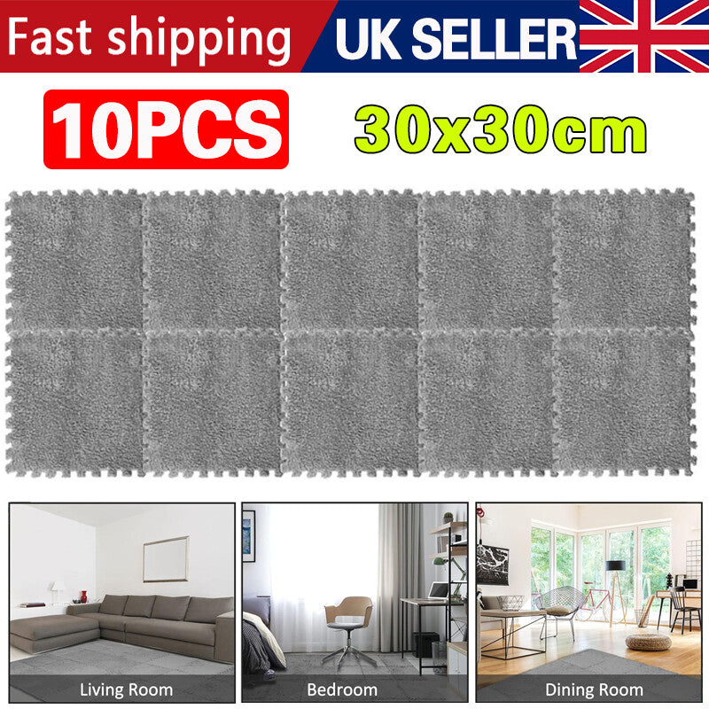 10X Carreaux de tapis enroulés Soft Fluffy en peluche tapis pour escalader Royaume-Uni