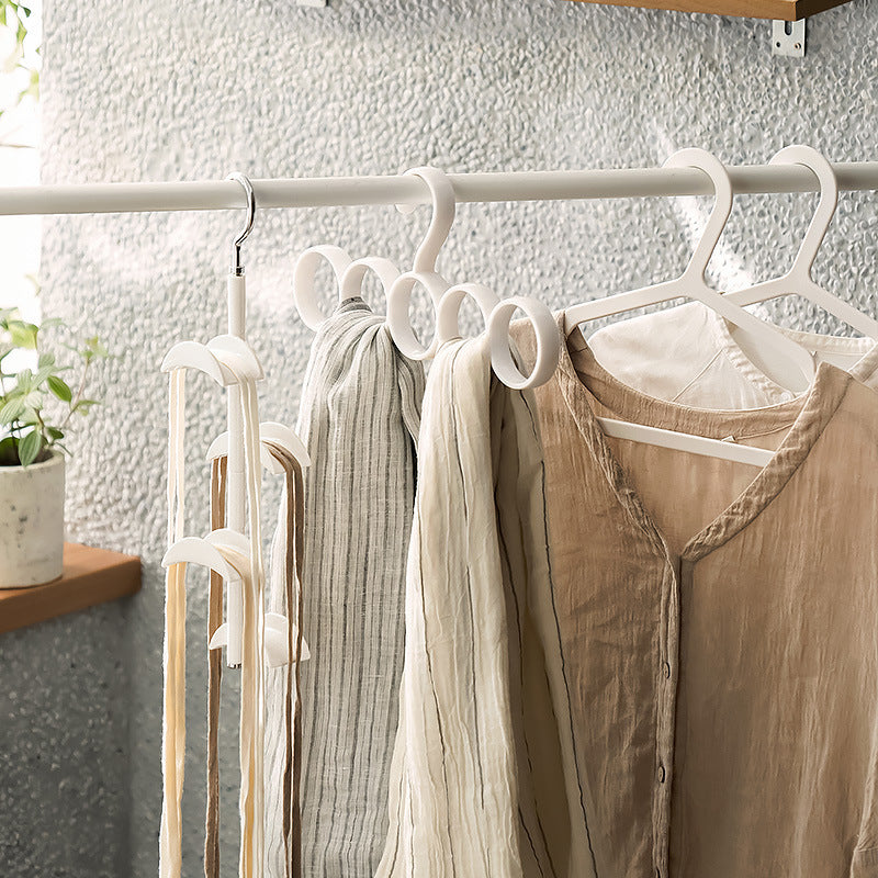 Hanger de vêtements blancs avec boucles en plastique créatif 15-ring sac écharpe