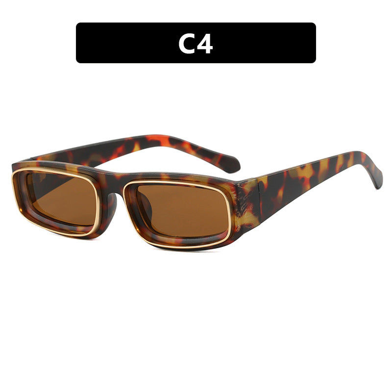 Lunettes de soleil carrées à cadre étroit double cercle