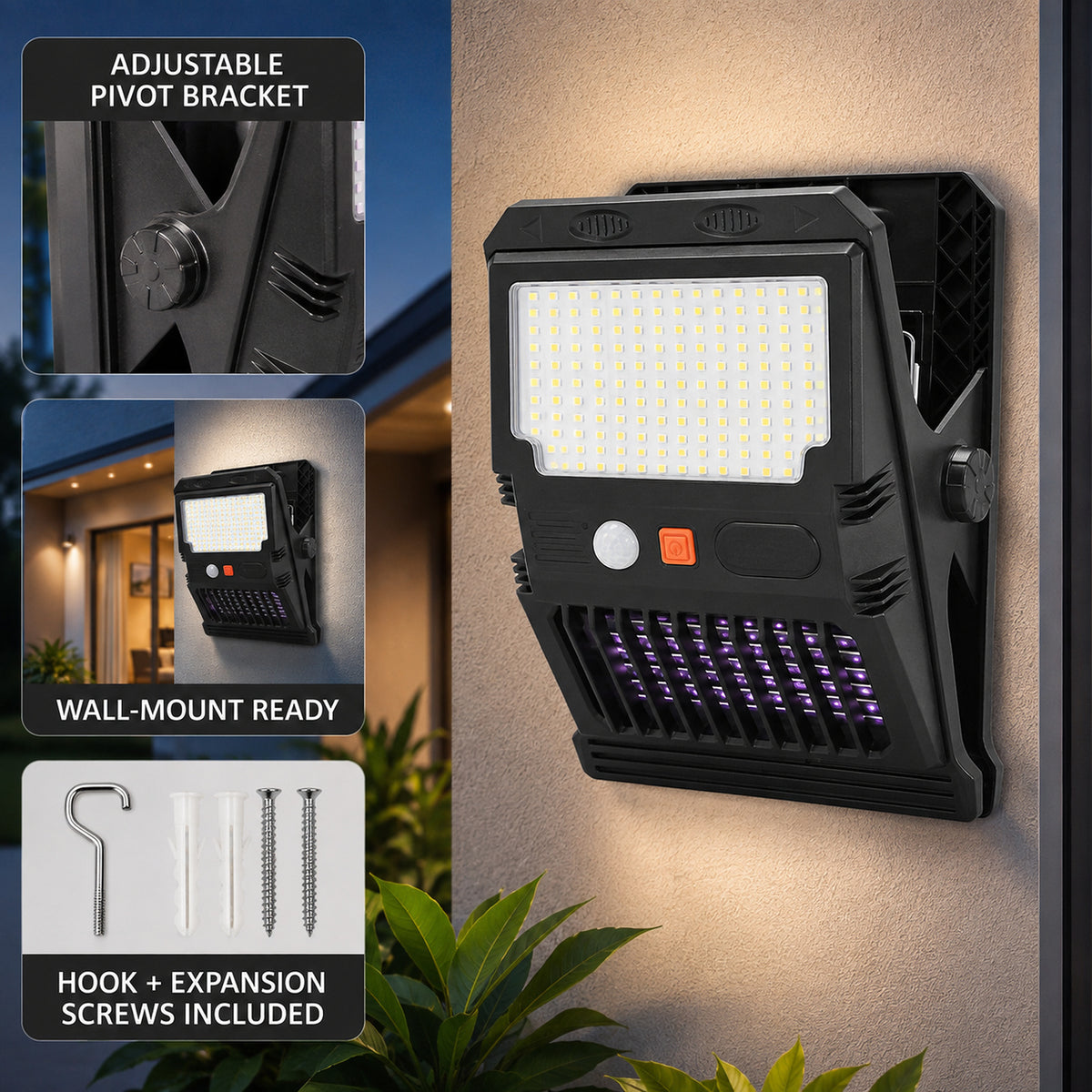 Solar Powered Rechargeable Motion Sensor Garden Light W7105 1 Pour Yard Decoration LED Land