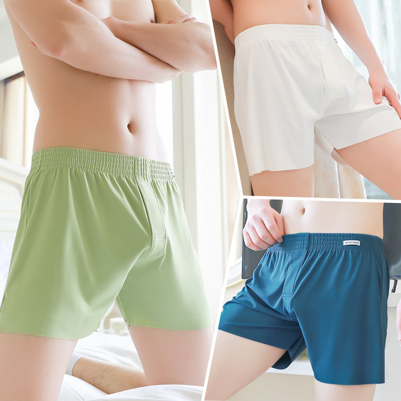 Sous-vêtements en soie de glace pour hommes Plus Taille Loose Boxer