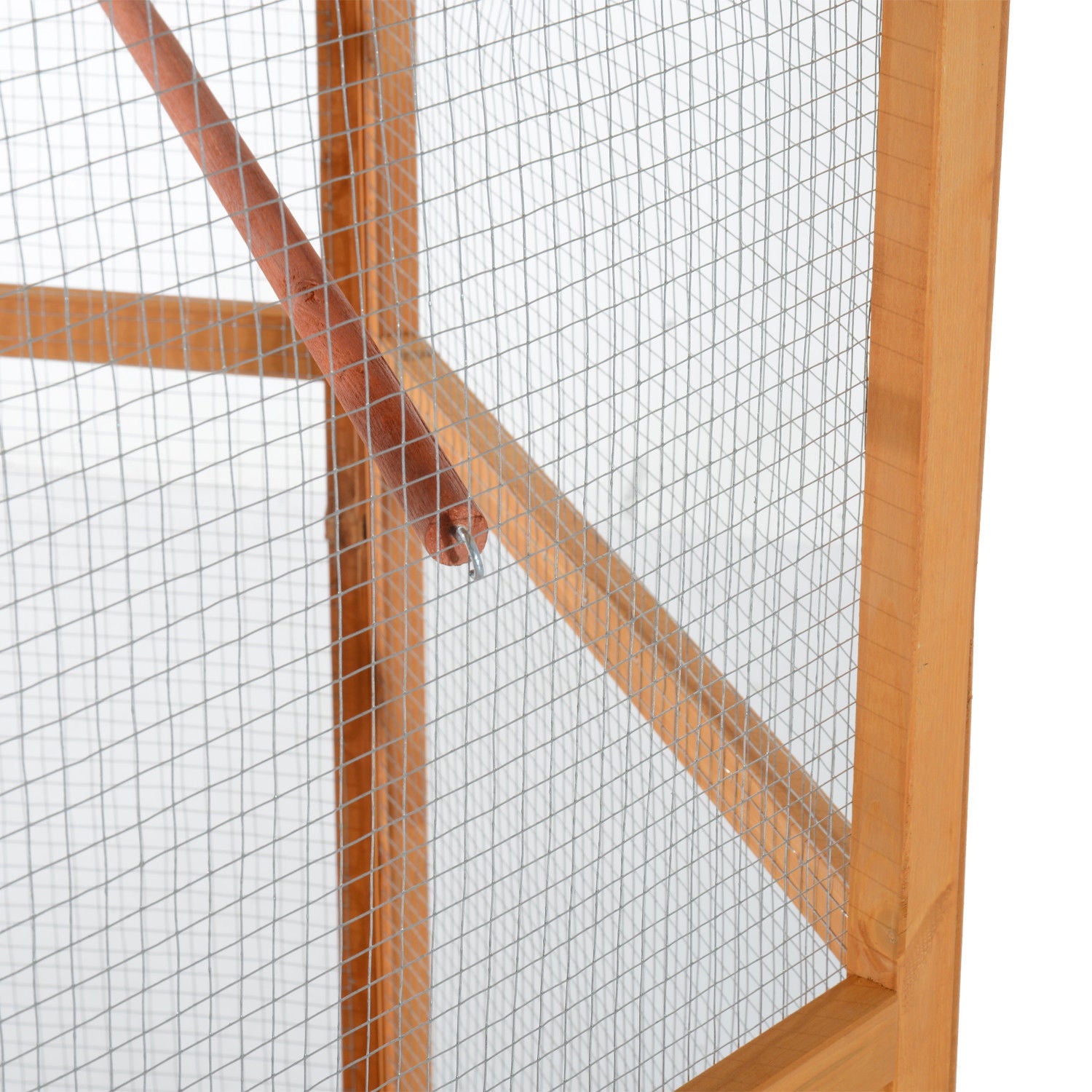 Cage d'oiseau de vol hexagonal extérieur en bois de 69 po avec toit couvert