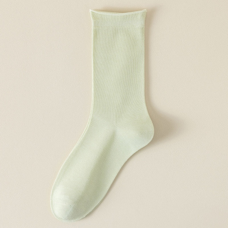 Springsummer Chaussettes mi-calf pour femmes en soie