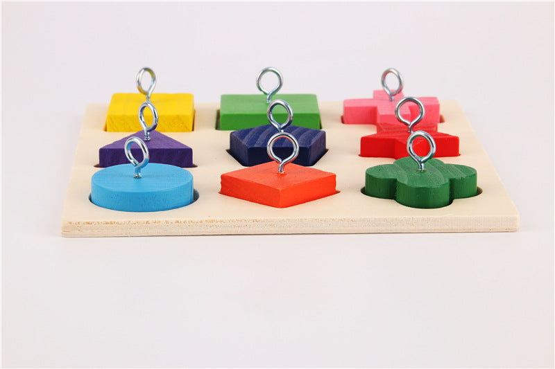 Jouet d'entraînement pour perroquet 9 blocs en bois de couleur