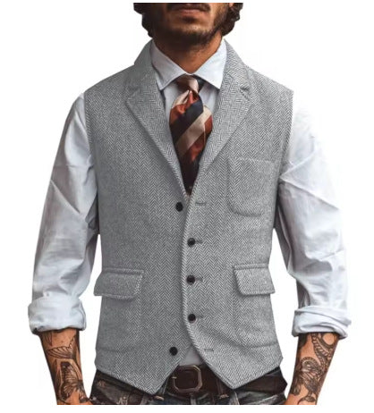 Veste de gestuelle de la lapelle brune pour hommes