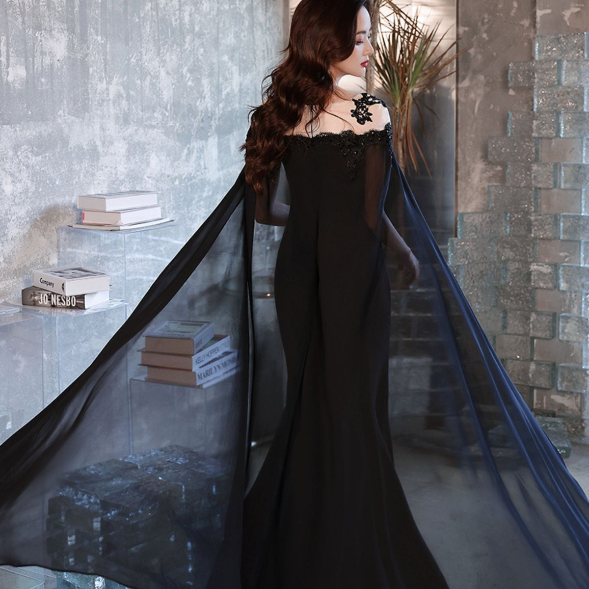 Robe de soirée noire pour femmes avec une sensation haut de gamme