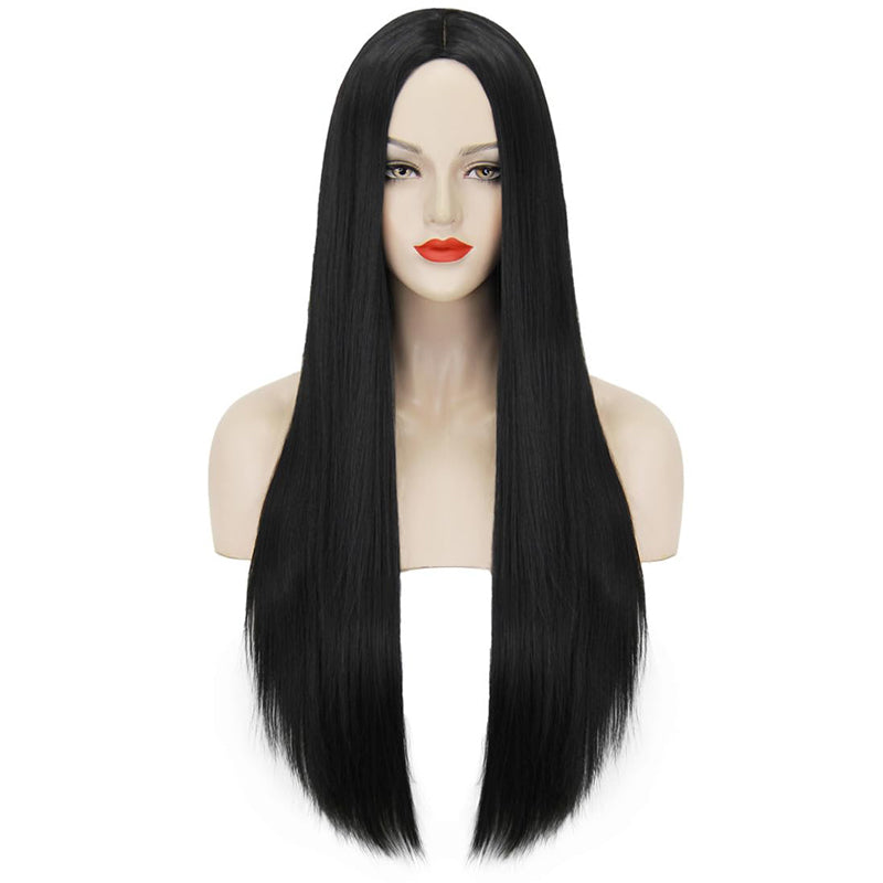 40Inch 100cm Longue Perruque longue femme droite Noir Perruque de costume d'anime