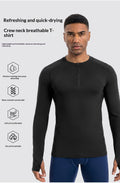 T-shirt sport demi-zip à manches longues pour hommes à séchage rapide