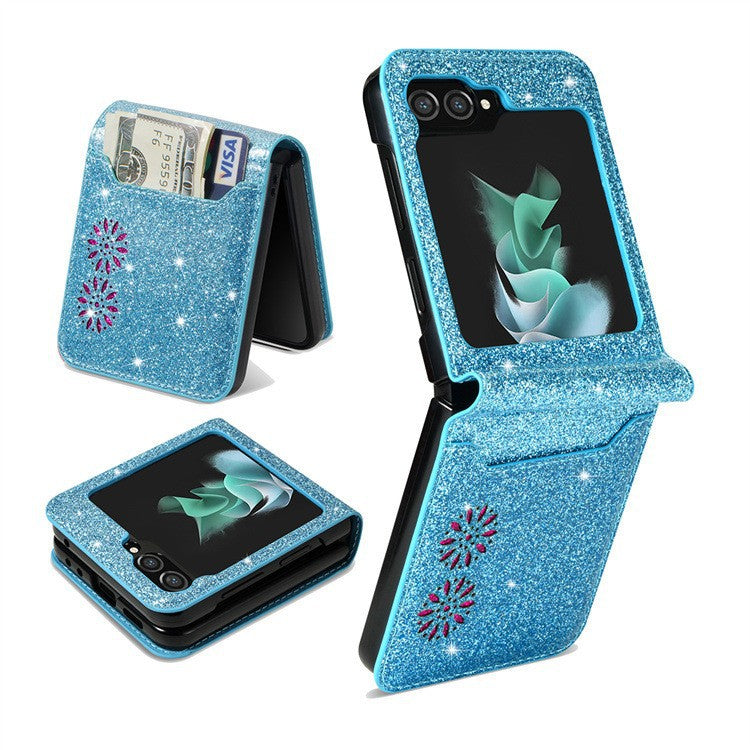 Dossier de téléphone pliant Patchwork Retro Pattern Multi-card Flip
