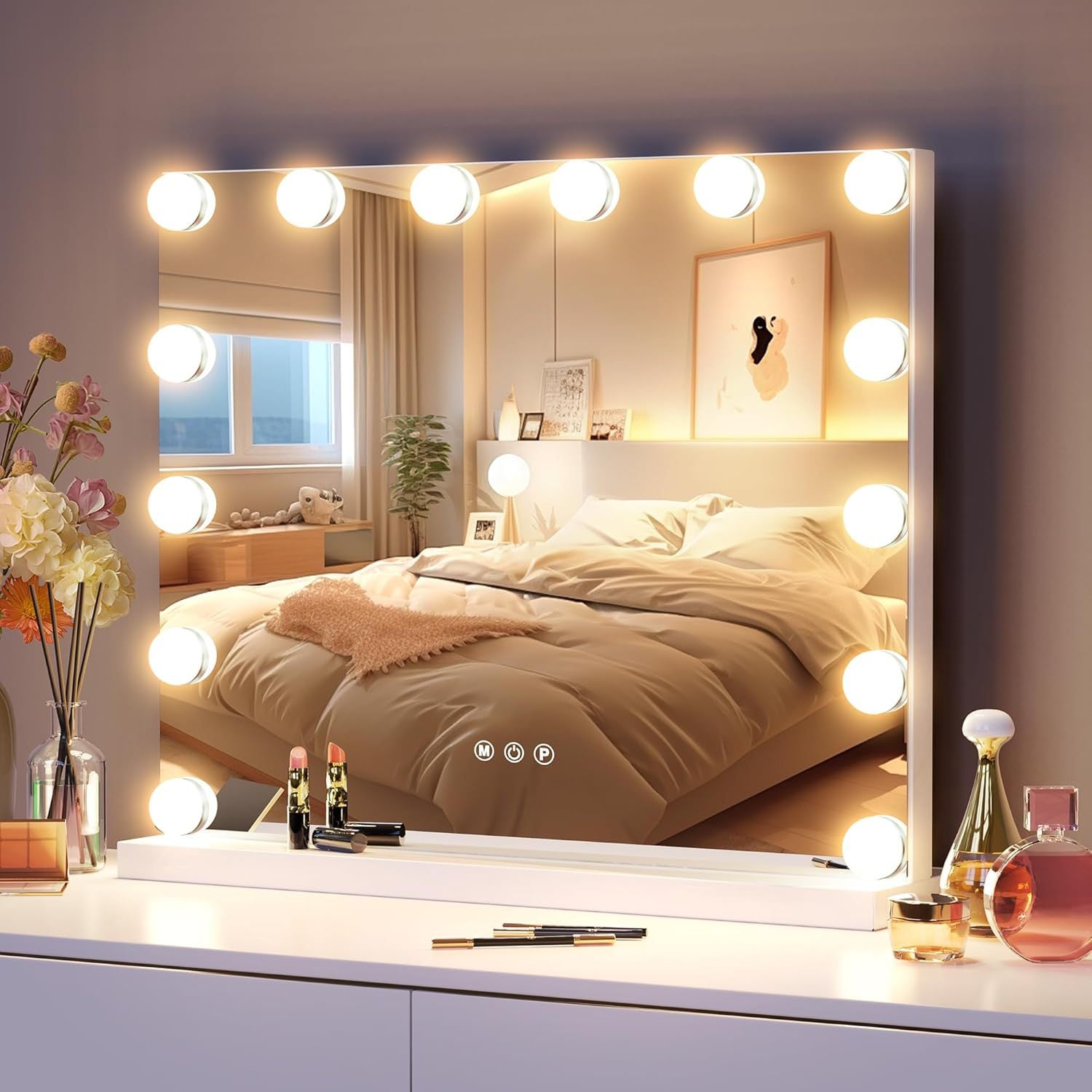 Smart maquillage miroir bureau avec ampoule remplissage de la lumière