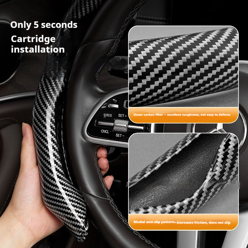 Tout-en-un Laser-Cut Carbon-Fibre Pattern Non-Slip Ultra-Thin Chapeau de volant