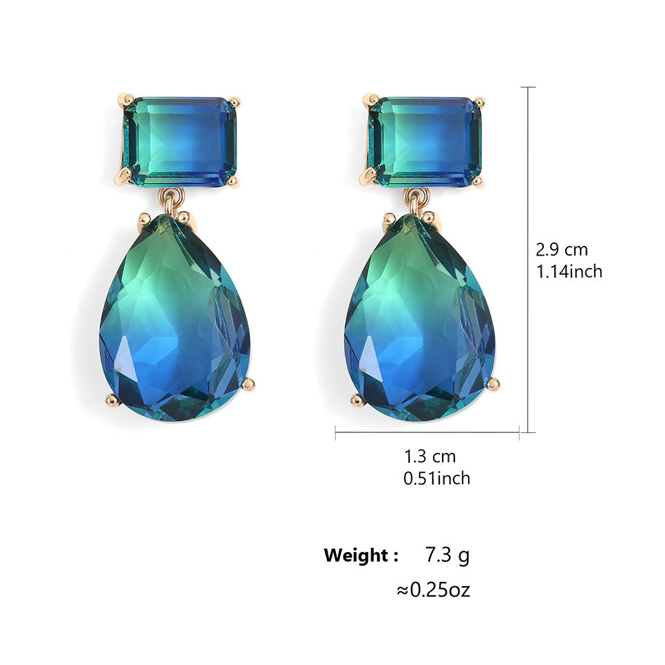 Femmes Vintage Ombre Teal Tone Boucles d'oreilles Drop