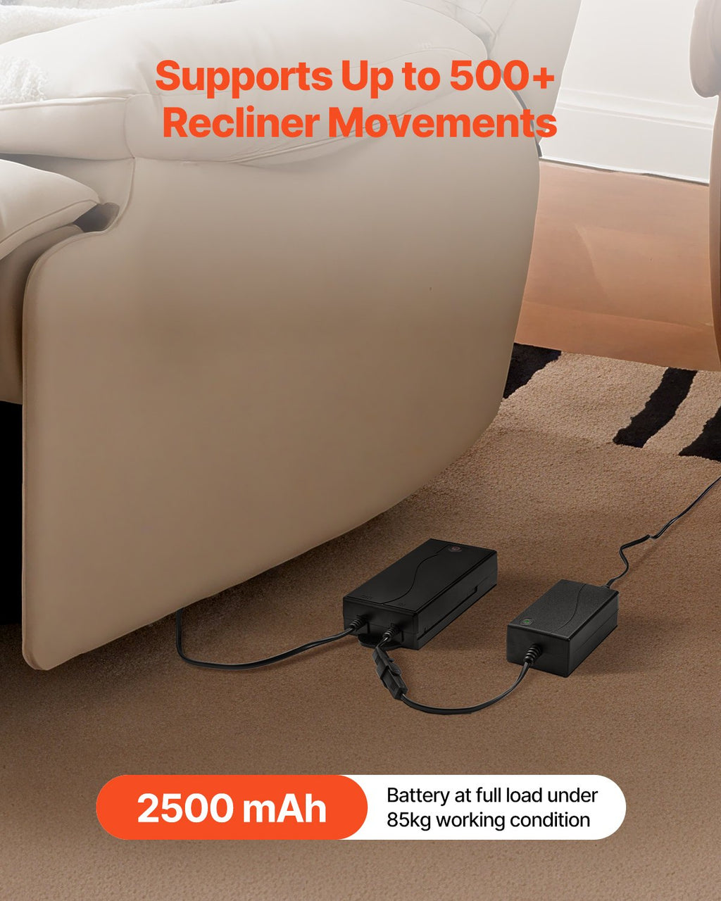 Batterie pour meubles inclinables 2500 MAh 2-Pin Batterie inclinable