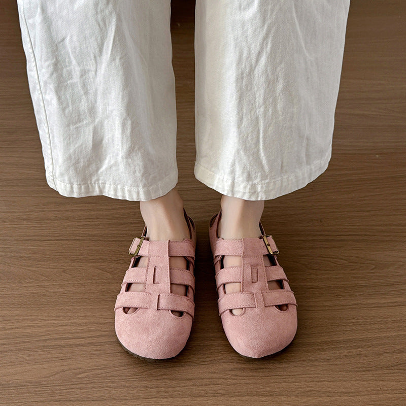 Femmes PrintempsÉté Vintage Niche Hollow ClosedToe Mules