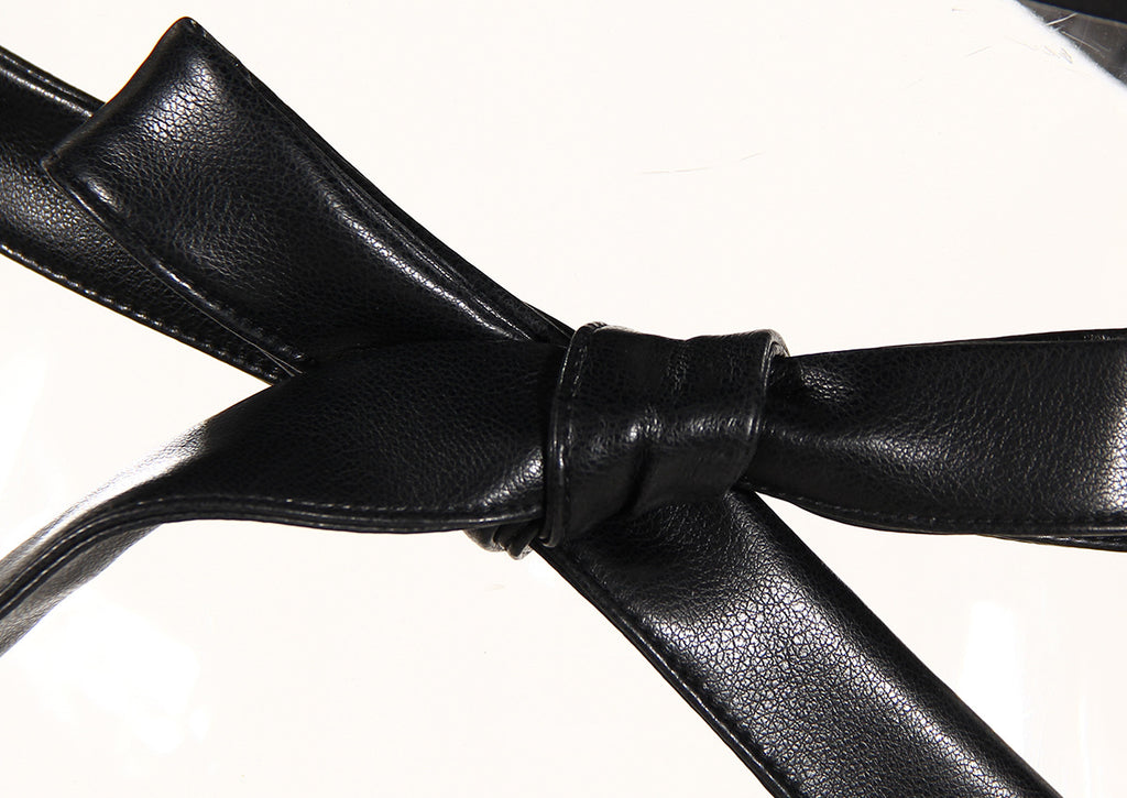 Complètement ouvert Dentelle-up de lacet contrôlé par la taille Glatter poitrine manches longues PU cuir court Coa