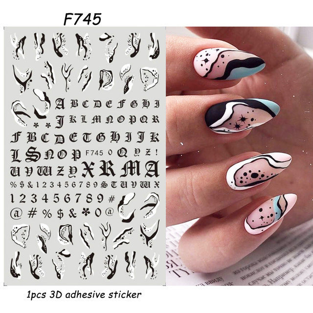 Stickers Adhésif Art des ongles style Instagram Black and White Butterfly Punk Vibe