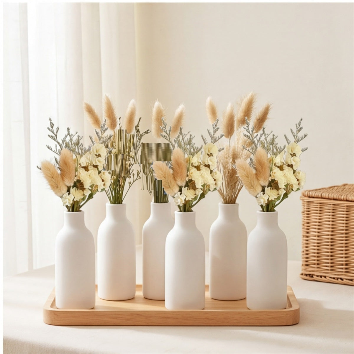6 Mini Bouquets de fleurs séchés faits à partir de la queue de lapin artisanale et Forget-Me- Nots Fo