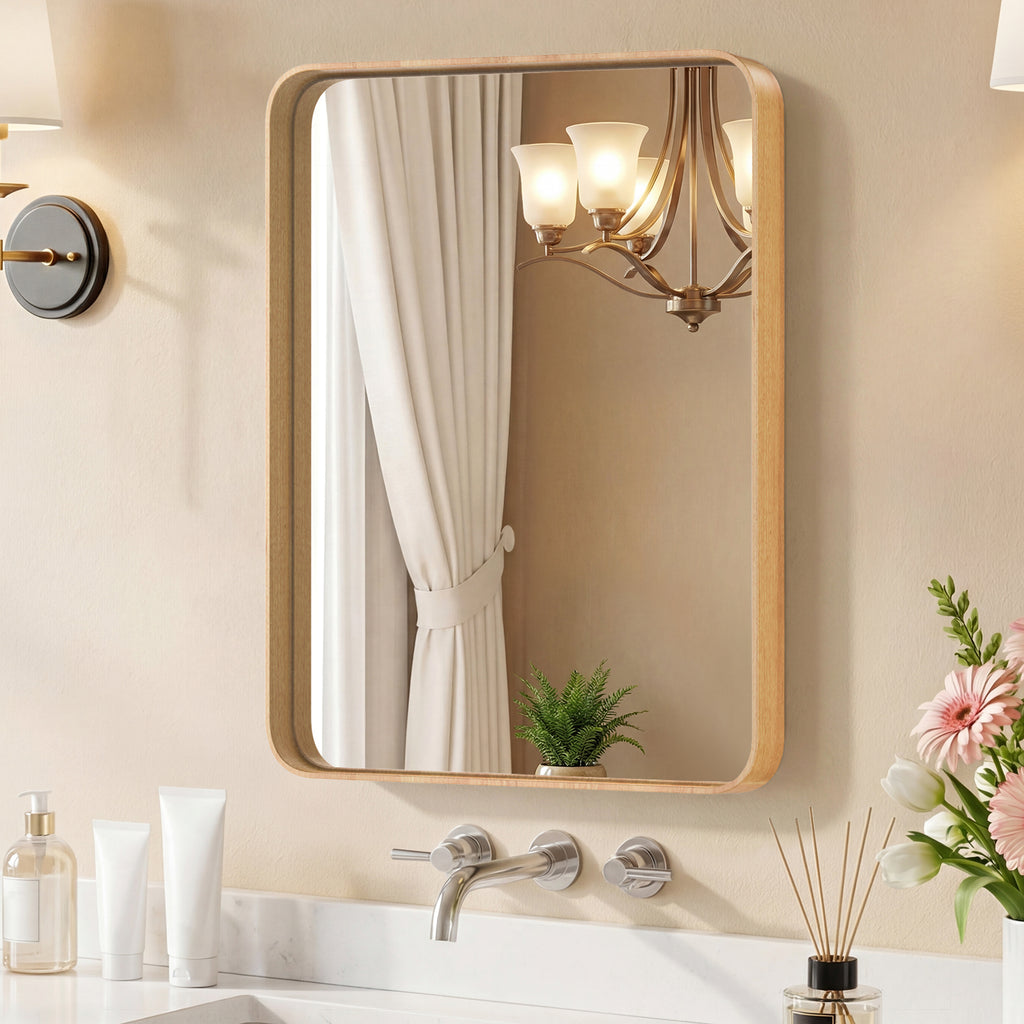 Miroir mural avec cadre en métal rectangulaire