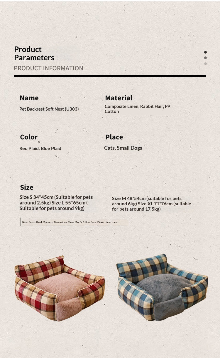 Lit pour animaux de compagnie lavable en toute saison Retro Plaid