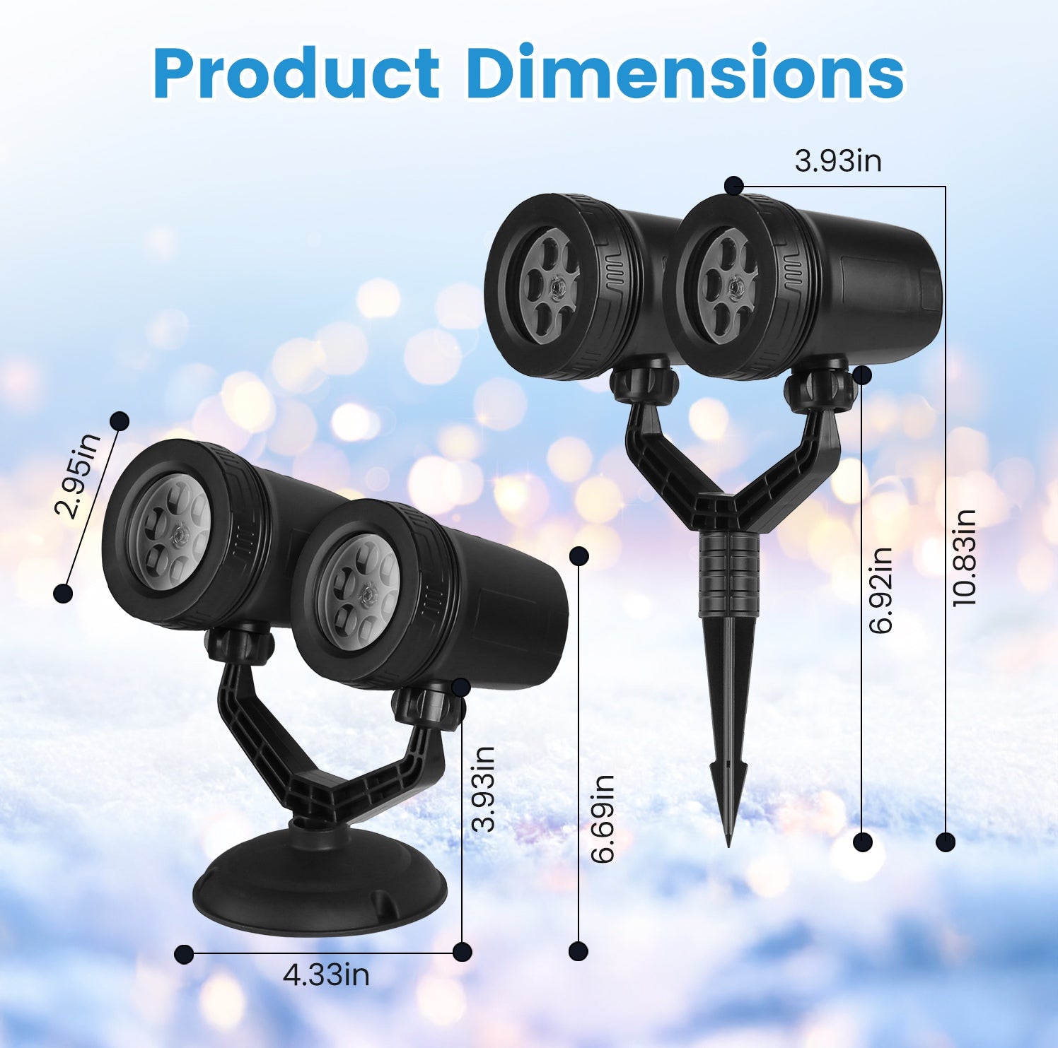 1Pc Christmas Snowflake Projector Light Double Head LED Stake Light IP44 Waterproof Xmas Dec