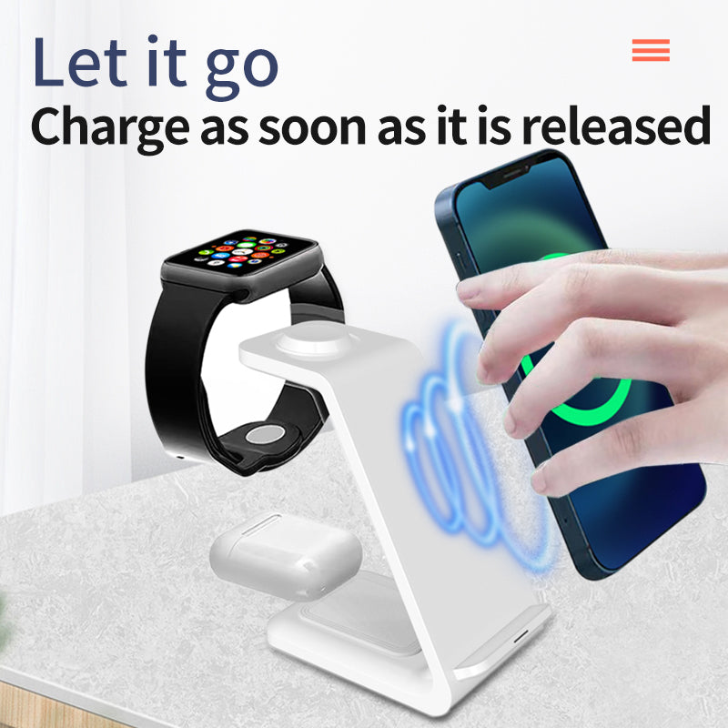 Chargeur sans fil 3-en-1 multi-fonctionnel haut de gamme pour téléphone mobile