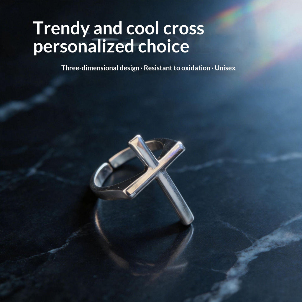 Nouveau style Cross Mens Niche Minimalist Ring