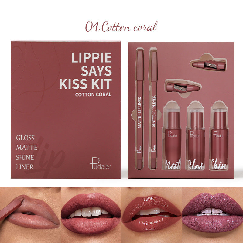 Lip Glaze Lip Matte Dewy and Shimmering Lipstick Gift Set 5 pièces