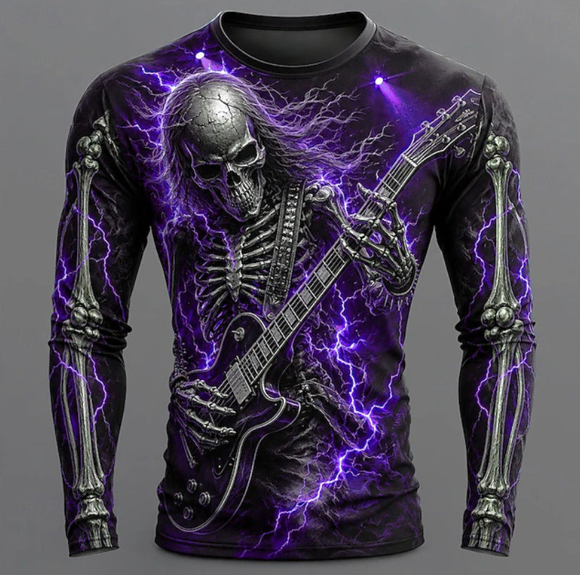 T-shirt imprimé homme manches longues avec un cou d'équipage