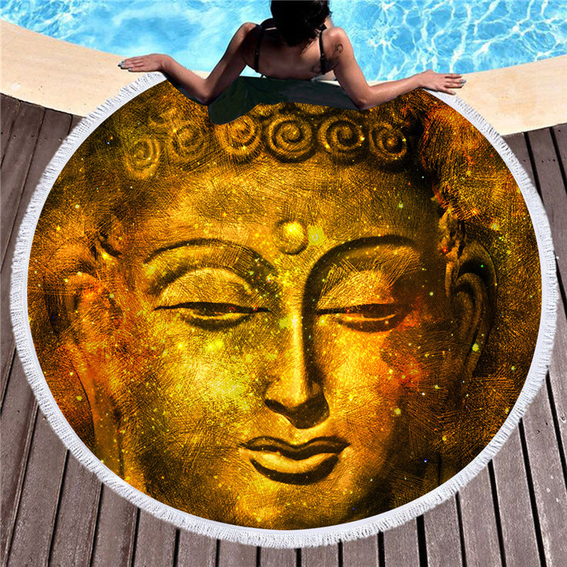 Serviette de plage ronde statue de Bouddha indien