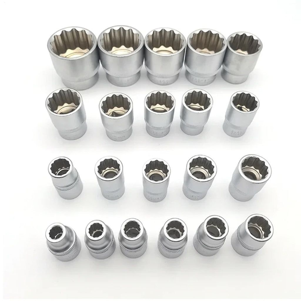 21 Pcs Half Inch Drive Ensemble de chaussettes multi-dents 8 à 36mm 12 point Sockets métriques Spline pour