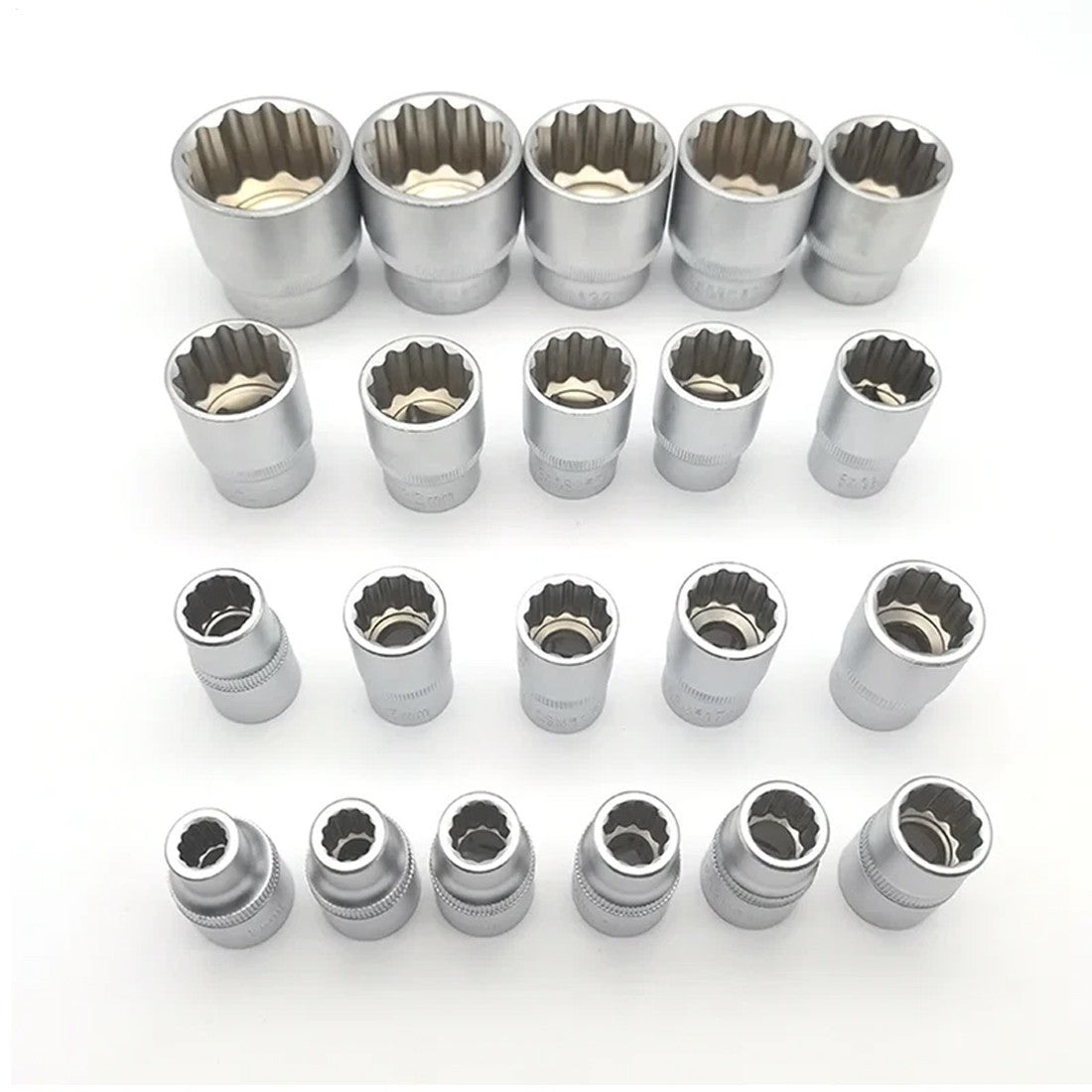 21 Pcs Half Inch Drive Ensemble de chaussettes multi-dents 8 à 36mm 12 point Sockets métriques Spline pour
