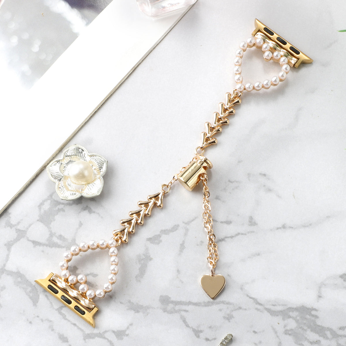 Bracelet de collier d'amour de perles en métal de fruits de montre intelligente