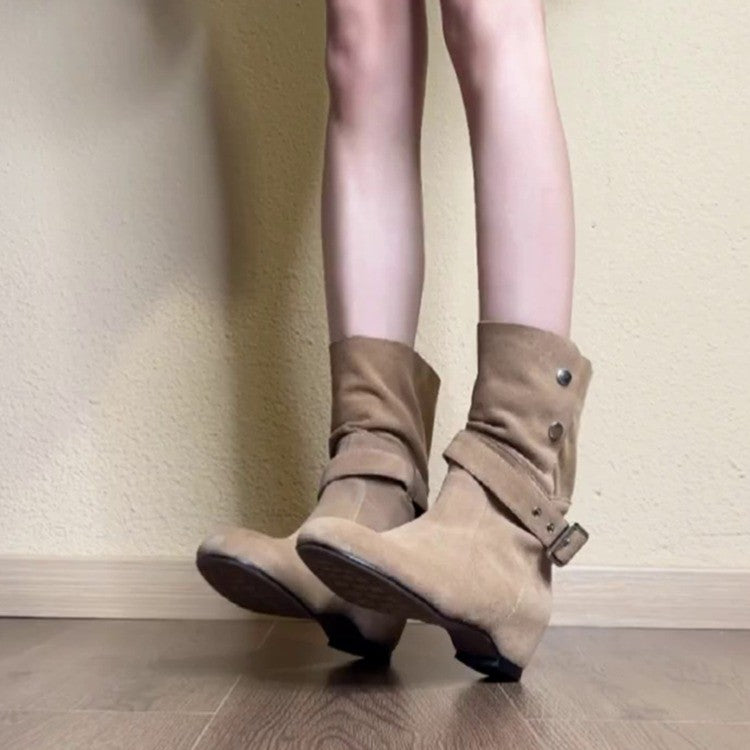 Femmes Vintage Slouchy Faux Suede Bottes de cheville matching Daily
