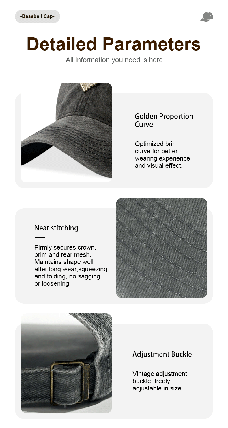 Mignon Teddy Bear Vintage Lavé chapeau de papa 3D en métal Emblem Casquette réglable Streetwear