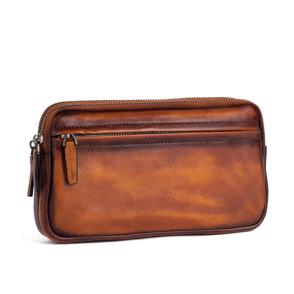 Modèle vertical en forme carrée Premier couche Cowhide Casual embrayage hommes