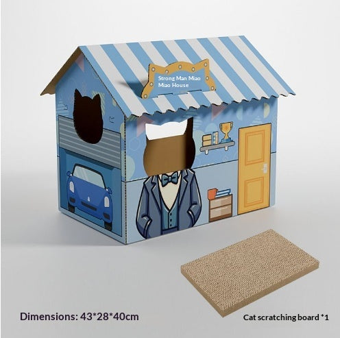 Chat Villa All-in-One Scratching Post & BedThickened Corrugated Paper Scratch Toy