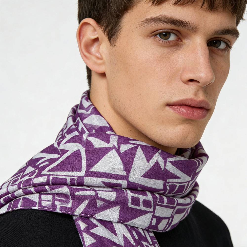 2pcs Purple Boho Square Scarf