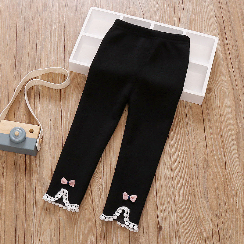 Pantalon à couche unique en hiver épais doublé de polaire pour filles