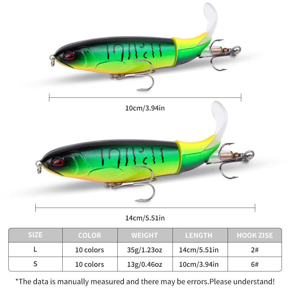 5pcs 1set 13g 10cm Top Crayon d'eau Lure de pêche Aile dure avec boucle tournante flottante pour
