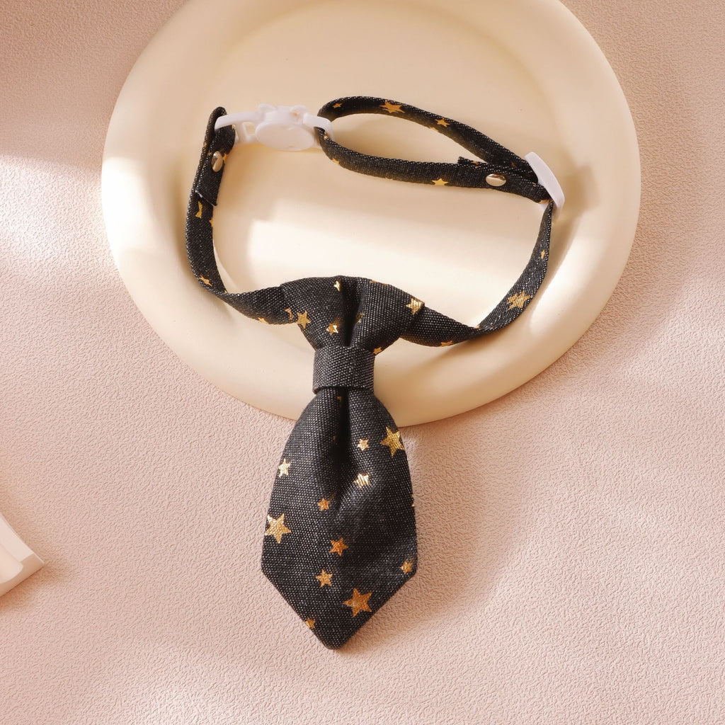 Collier de chien Designer pour petits chiens moyens Long Tie Golden Star Cou de fantaisie porter réglable