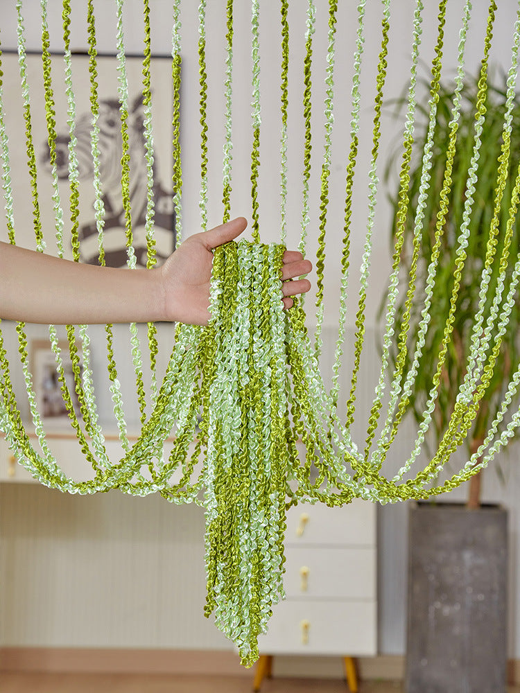Pour le salon Partition Rideau Ligne Perle Rideau de porte Punch-free Mariage Argent Silk T