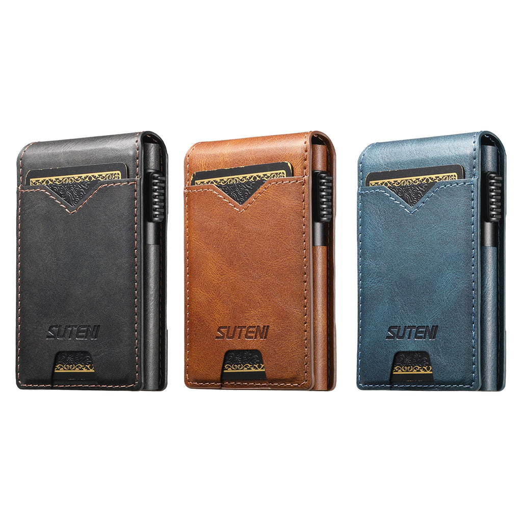 Porte-cartes en cuir pour la cire d'huile de grain brillant