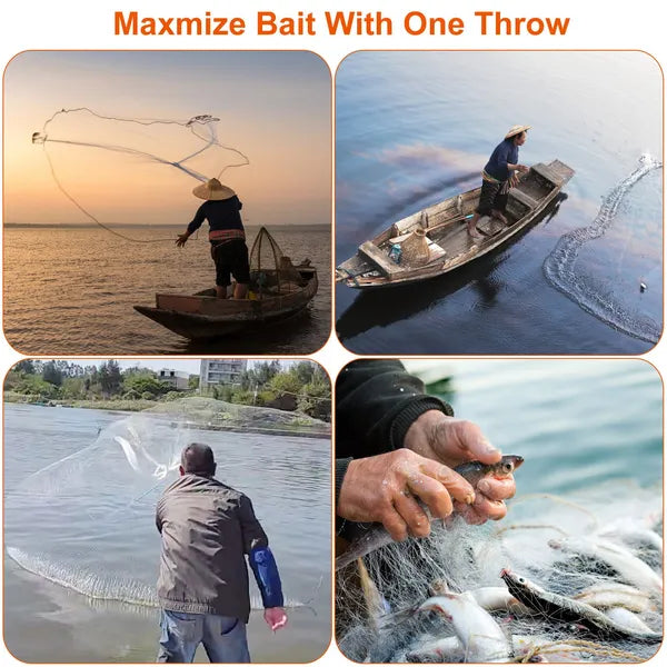 Pêche filet de filet de pêche piège facile lancer lourd duty main Cast net avec chaîne Sinker fond Sp
