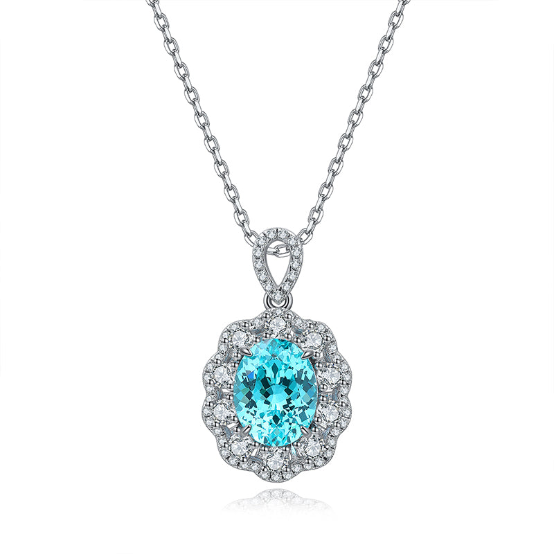 S925 Silver 4g Lab-Created Cobalt Spinel Paraiba Collier
