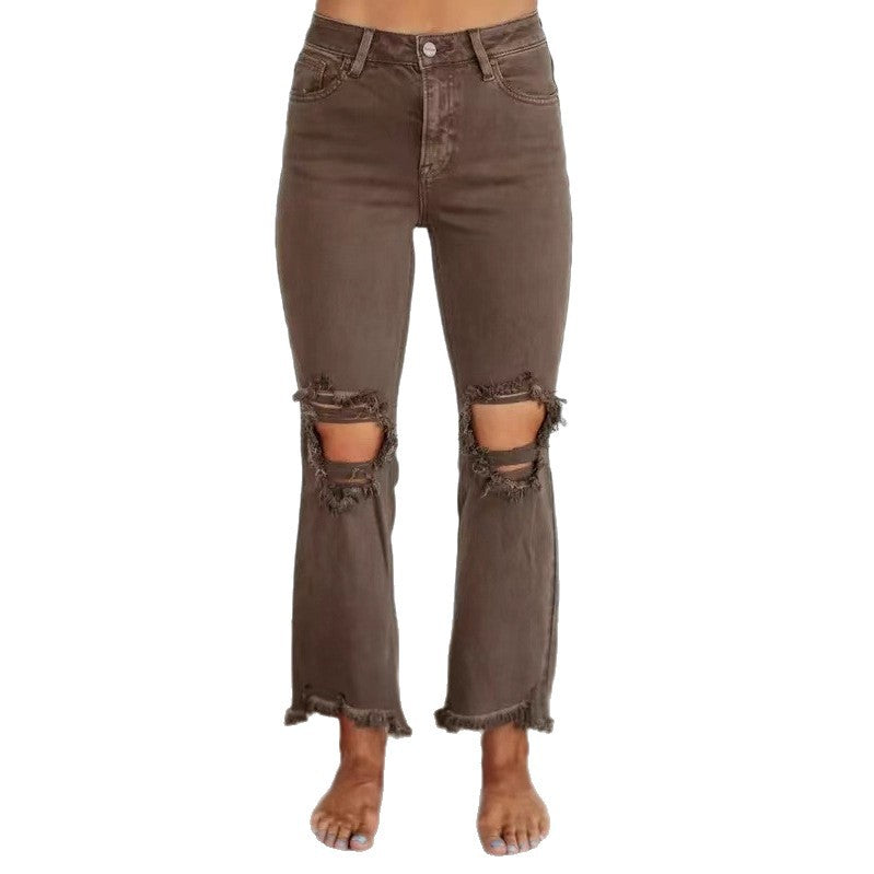 Pantalons de denim retro haute taille