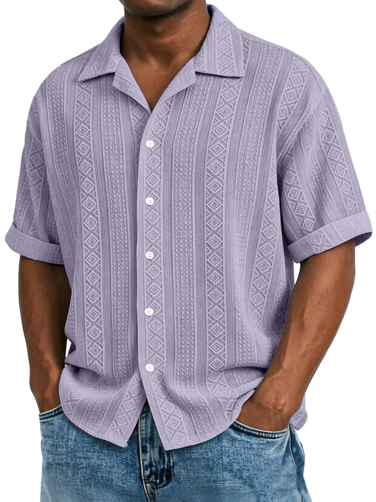 Men's Short-Sleeved Jacquard Shirt